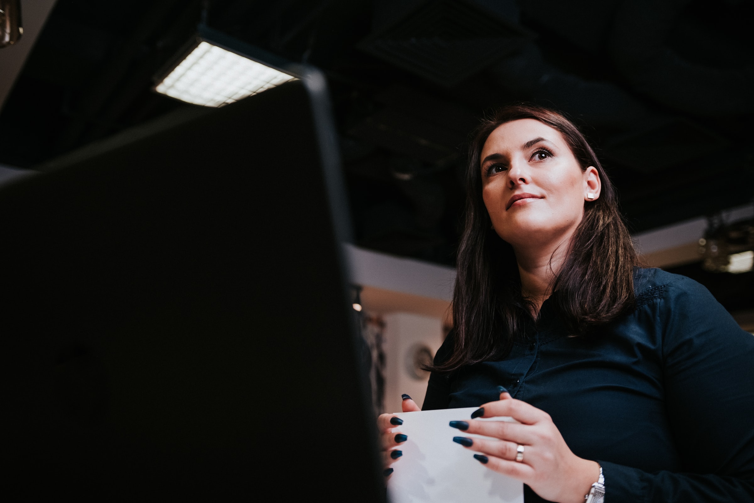 woman looking at stocks